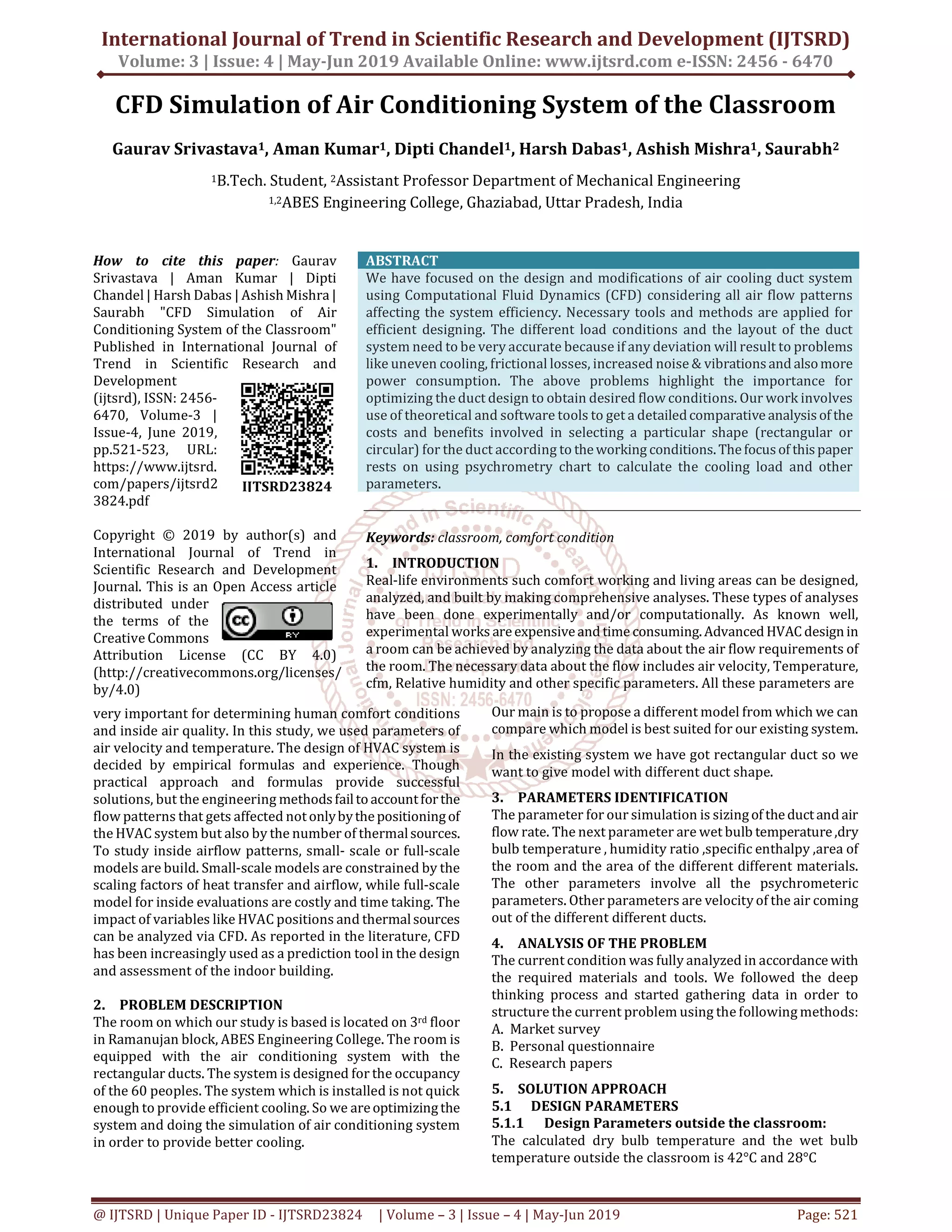 CFD Simulation of Air Conditioning System of the Classroom | PDF