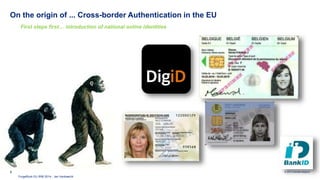 © 2014 Deloitte Belgium 
On the origin of ... Cross-border Authentication in the EU 
First steps first… introduction of national online identities 
ForgeRock EU IRM 2014 - Jan Vanhaecht 
2 
 