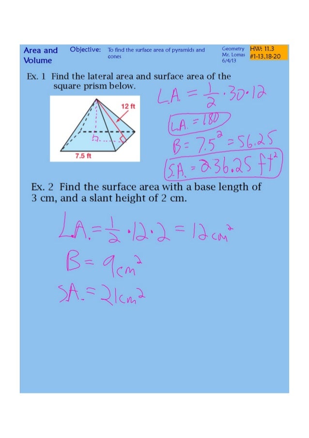 11 3 Surface Areas Of Pyramids And Cones pdf 11 3 Surface Areas Of Pyramids And Cones pdf
