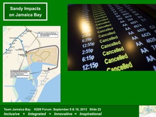 Team Jamaica Bay H209 Forum September 9 & 10, 2013 Slide 22
Inclusive + Integrated + Innovative = Inspirational
Sandy Impacts
on Jamaica Bay
 