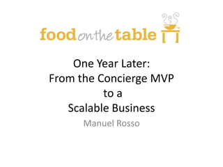 One Year Later: From the Concierge MVP to a Scalable Business Manuel Rosso 