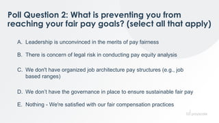 Poll Question 2: What is preventing you from
reaching your fair pay goals? (select all that apply)
A. Leadership is unconv...
