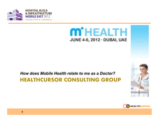How does Mobile Health relate to me as a Doctor?

HEALTHCURSOR CONSULTING GROUP

1

 