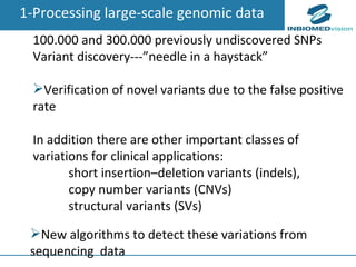 <ul><li>100.000 and 300.000 previously undiscovered SNPs </li></ul><ul><li>Variant discovery---”needle in a haystack” </li...
