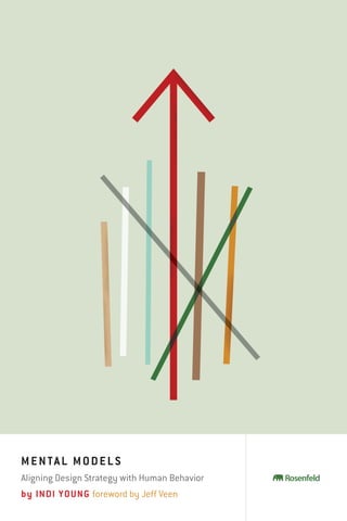 MENTAL MODELS
Aligning Design Strategy with Human Behavior
by INDI YOUNG foreword by Jeff Veen
There is no single methodology for creating the perfect product—but
you can increase your odds. One of the best ways is to understand
users’ reasons for doing things. Mental Models gives you the tools
to help you grasp, and design for, those reasons. Adaptive Path
co-founder Indi Young has written a roll-up-your-sleeves book for
designers, managers, and anyone else interested in making design
strategic, and successful.
“Indi Young’s mental models are the perfect way for your team to integrate your user’s perspective
into your design. I’ll be giving this book out to all our important clients and insisting they make it
part of their process.”
JARED SPOOL
CEO and Founding Principal
User Interface Engineering
“Indi’s book provides a systematic and invaluable means for applying mental models; having used
her method on many large projects, I’m a true believer.”
CAMILLE SOBALVARRO
Senior Director, Web Marketing & Communications
Sybase Inc.
“Indi Young’s common-sense approach focuses on user behavior, diagrammatic representations,
and the participation of all stakeholders in collaborative discovery. It is a book that designers and
students alike will find useful.”
RICHARD BUCHANAN
Professor of Design
Carnegie Mellon University School of Design
M
E
N
T
A
L
M
O
D
E
L
S
by
INDI
YOUNG
www.rosenfeldmedia.com
MORE ON MENTAL MODELS
www.rosenfeldmedia.com/books/mental-models/
 