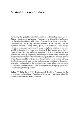 Spatial Literary Studies Interdisciplinary Approaches To Space ...