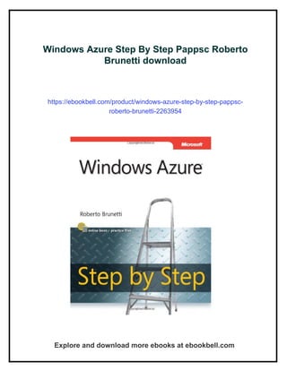 Windows Azure Step By Step Pappsc Roberto Brunetti | PDF