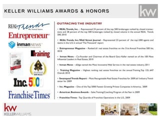 KELLER W ILLIAMS AWAR D S & H ON OR S
 