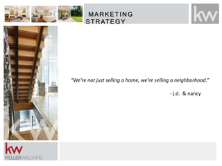 MARKETING STRATEGY:MARKETING
STR ATEGY
“We're not just selling a home, we're selling a neighborhood.”
- j.d. & nancy
 