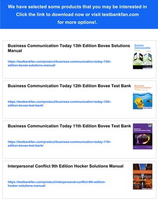 Business Communication Today 13th Edition Bovee Test Bank | PDF