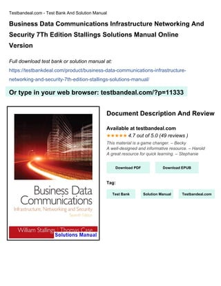 Business Data Communications Infrastructure Networking and Security 7th ...