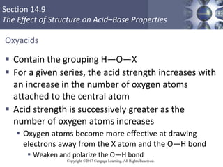 Section 14.9
The Effect of Structure on Acid–Base Properties
Copyright ©2017 Cengage Learning. All Rights Reserved.
Oxyaci...