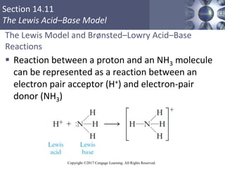 Section 14.11
The Lewis Acid–Base Model
Copyright ©2017 Cengage Learning. All Rights Reserved.
The Lewis Model and Brønste...