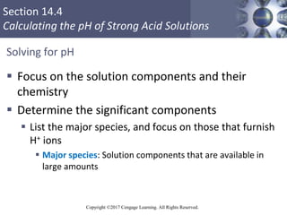 Section 14.4
Calculating the pH of Strong Acid Solutions
Copyright ©2017 Cengage Learning. All Rights Reserved.
Solving fo...