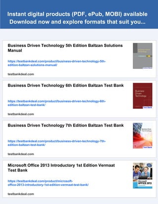 Business Driven Technology 5th Edition Baltzan Test Bank | PDF
