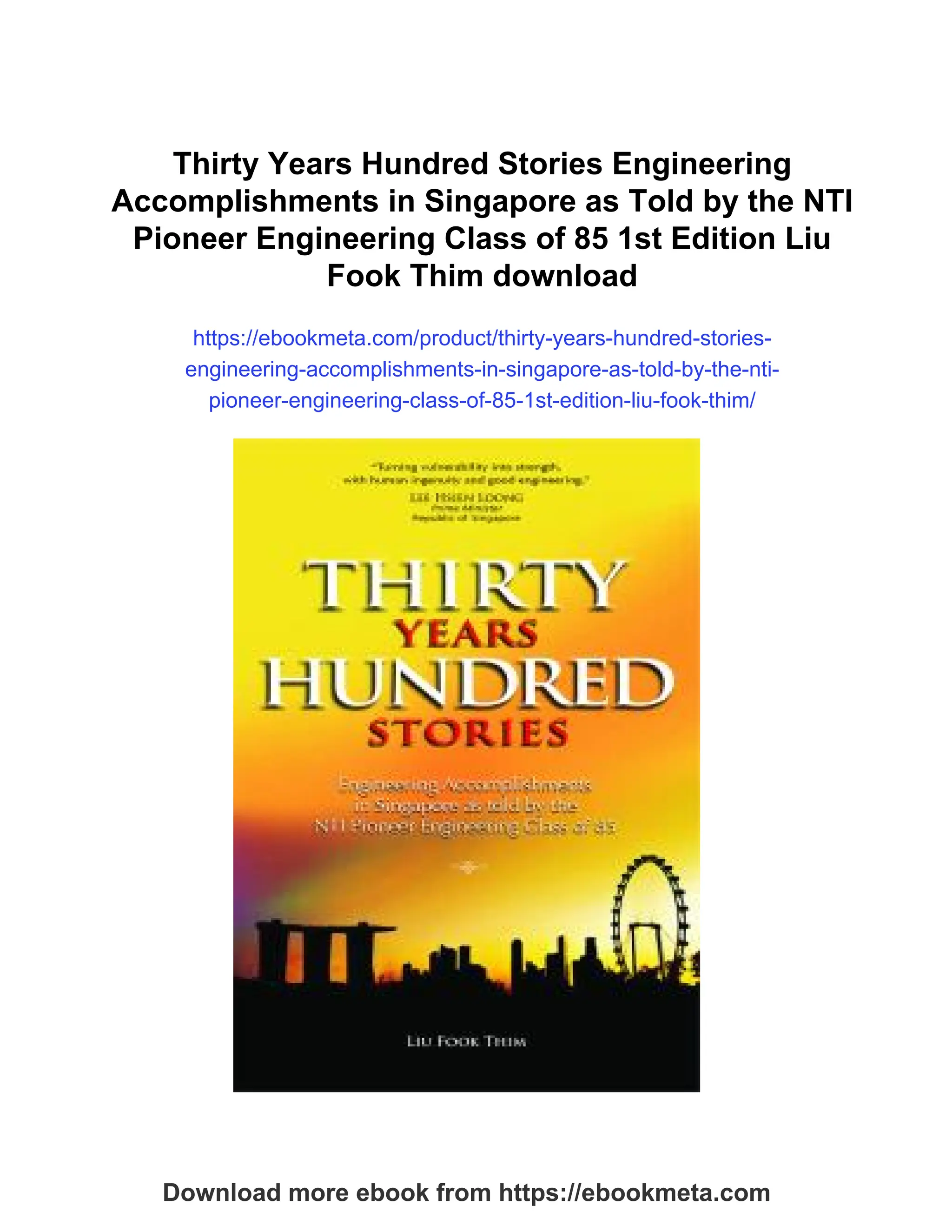 Thirty Years Hundred Stories Engineering Accomplishments in Singapore ...