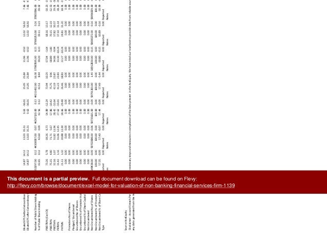 excel model for valuation of non banking financial services firm