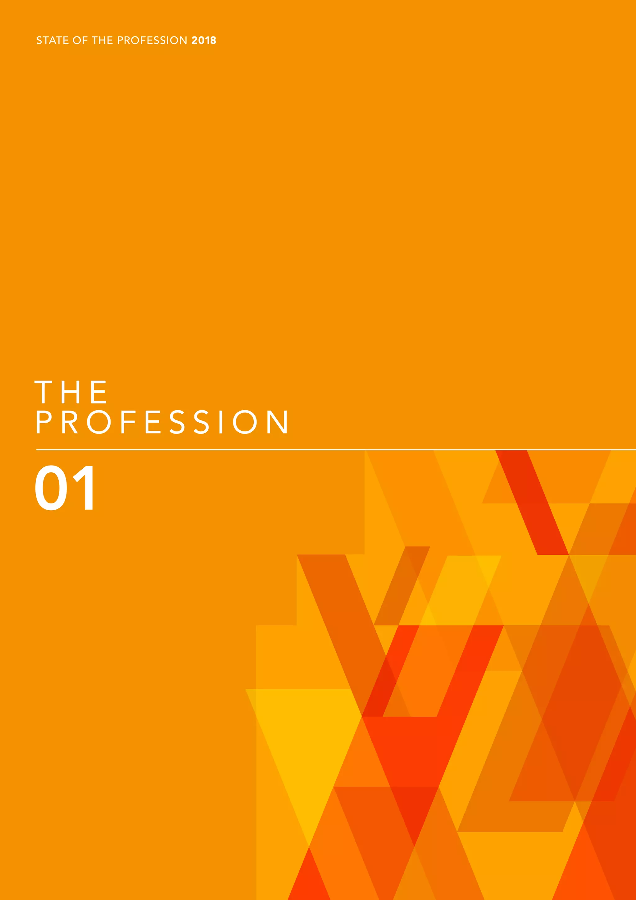 T H E
P R O F E S S I O N
01
STATE OF THE PROFESSION 2018
 