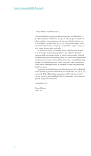 smithfield food 2001 AR