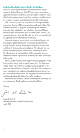 smithfield food 2001 AR