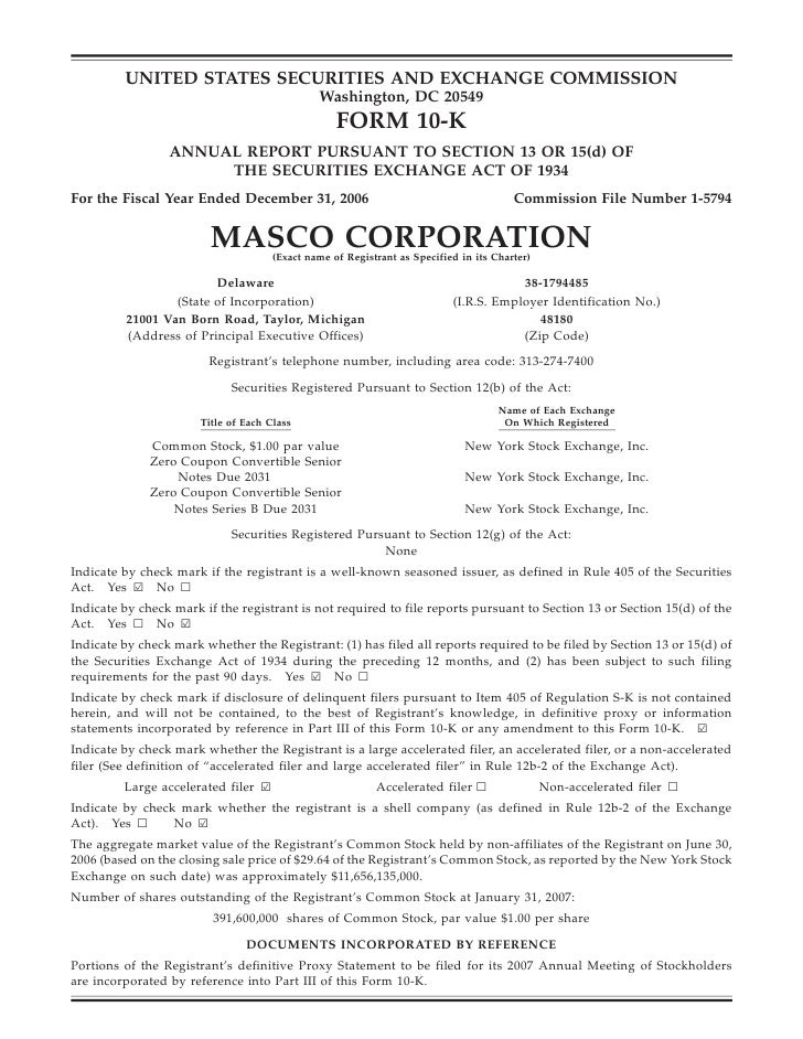 Masco 10 K2006