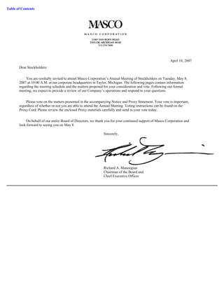 masco Proxy Statements 2007 