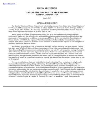 masco Proxy Statements 2007 