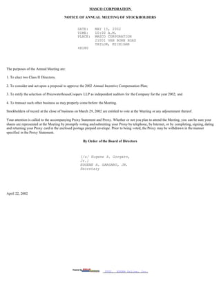masco Proxy Statements 2002- 
