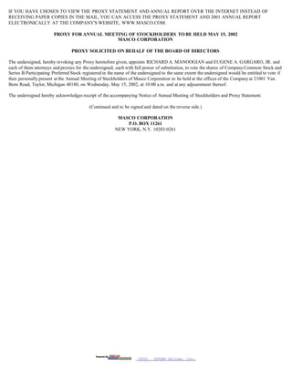 masco Proxy Statements 2002- 