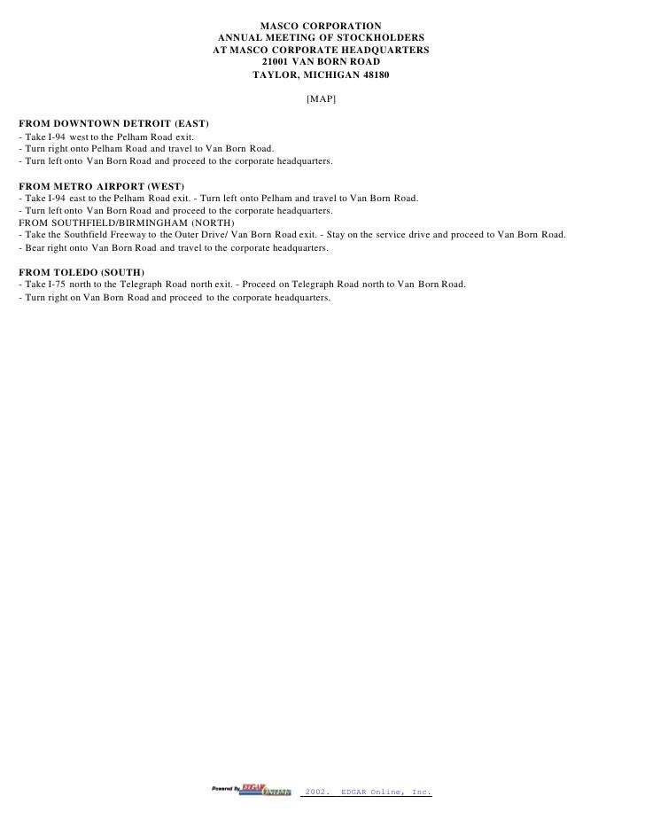 masco Proxy Statements 2002- - 웹