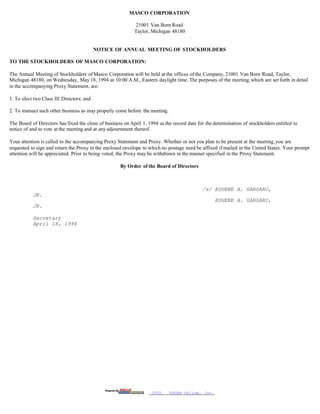 masco Proxy Statements 1994- 