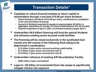 3/2/07 DF Special Dividend ConferenceCallSlides