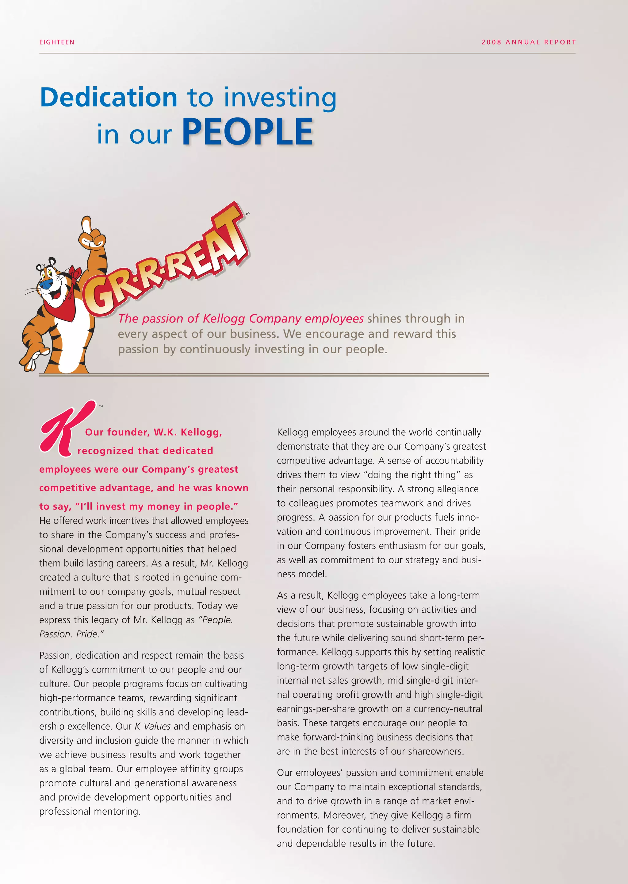 kellogg annual reports 2008