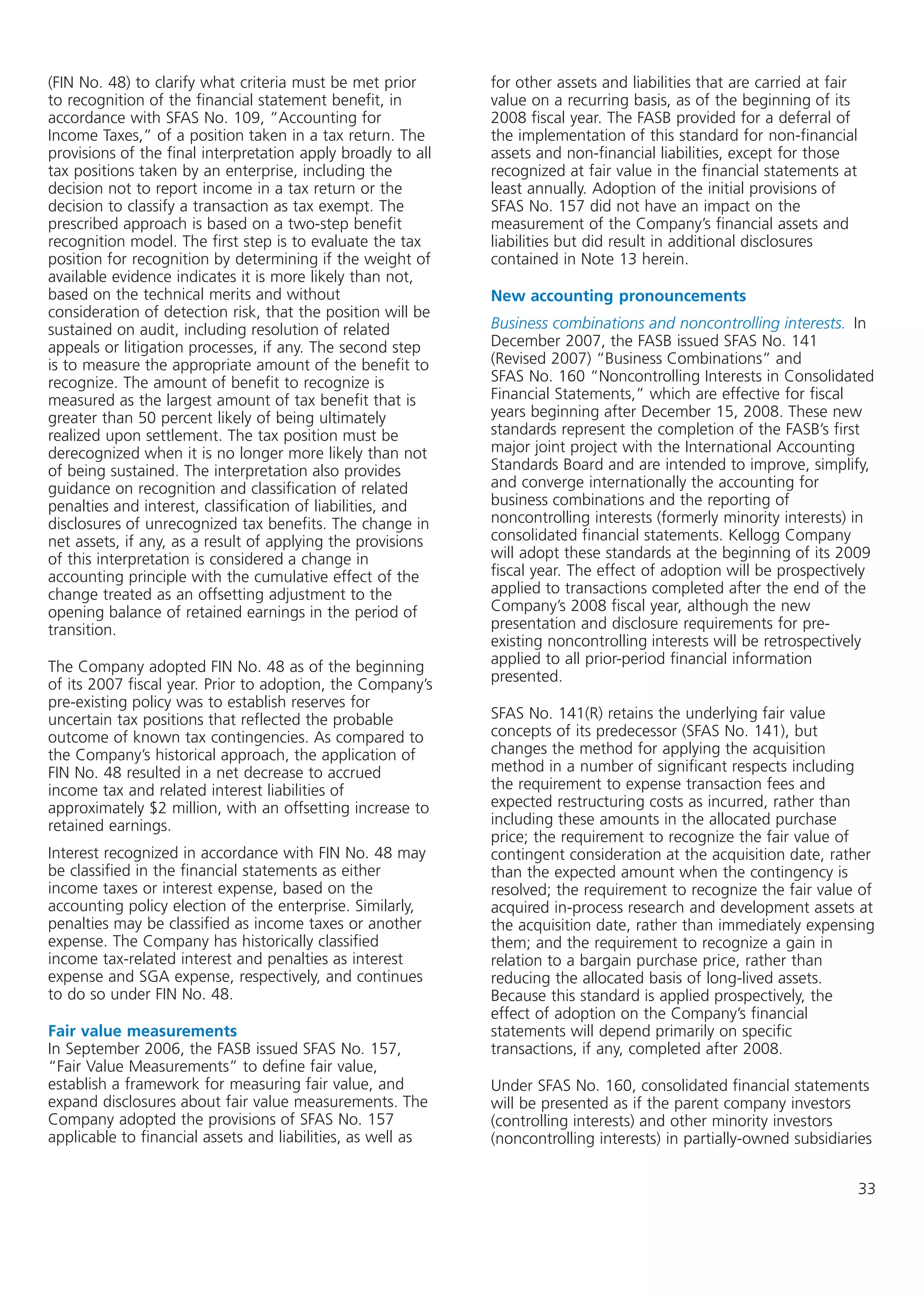 kellogg annual reports 2008