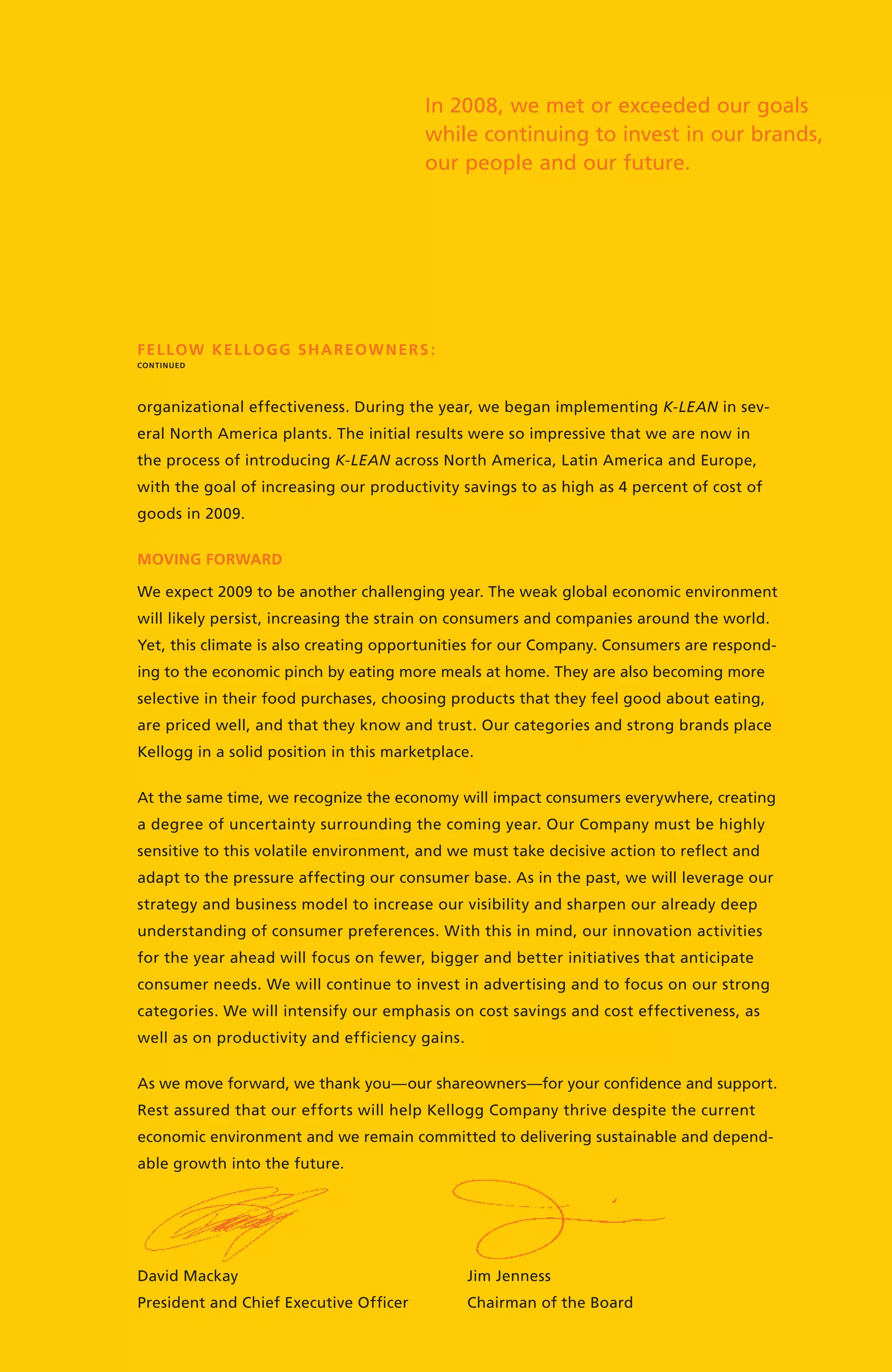 kellogg annual reports 2008