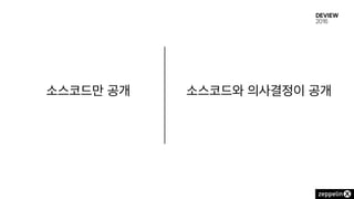 소스코드만 공개 소스코드와 의사결정이 공개
 