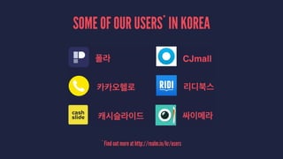 SOME OF OUR USERS*
IN KOREA
*
Find out more at http://realm.io/kr/users
 