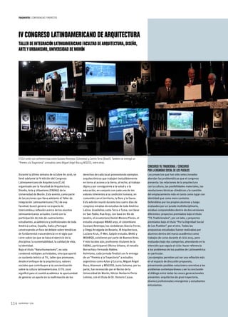 114 summa+156
fragmentos  | conferencias y Proyectos
IVCongreso Latinoamericano deArquitectura
Taller de Integración Latin...