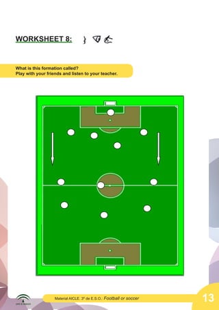 13Material AICLE. 3º de E.S.O.: Football or soccer
WORKSHEET 8:
What is this formation called?
Play with your friends and listen to your teacher.
 