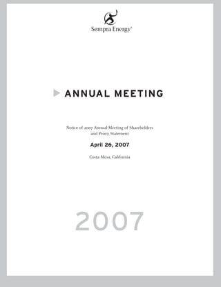 ANNUAL MEETING


Notice of 2007 Annual Meeting of Shareholders
             and Proxy Statement

            April 26, 2007

           Costa Mesa, California




    2007
 