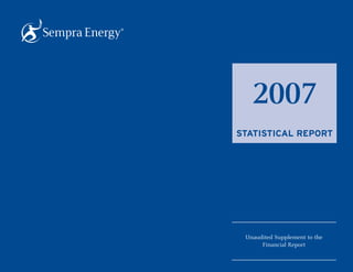 2007
STATISTICAL REPORT




 Unaudited Supplement to the
      Financial Report
 