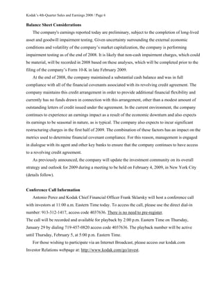 eastman kodak 01/29_4Q/08_SE