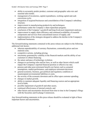 eastman kodak 01/29_4Q/08_SE