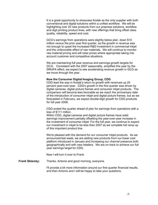 eastman kodak 1Q 08_Transcript