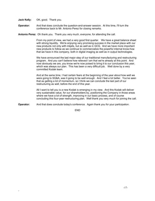 eastman kodak 1Q 07 SE Transcript