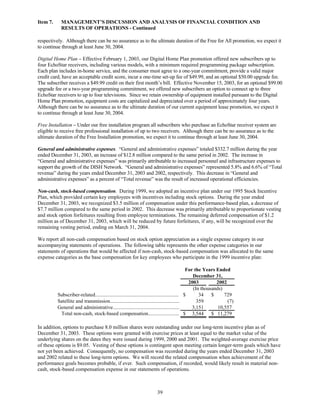 dish network annual reports 2003