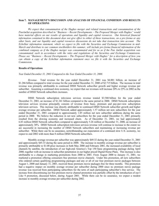 dish network annual reports 2001