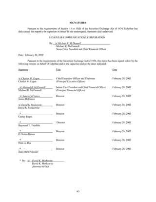 dish network annual reports 2001