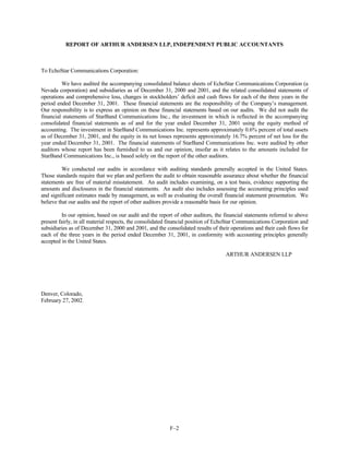 dish network annual reports 2001