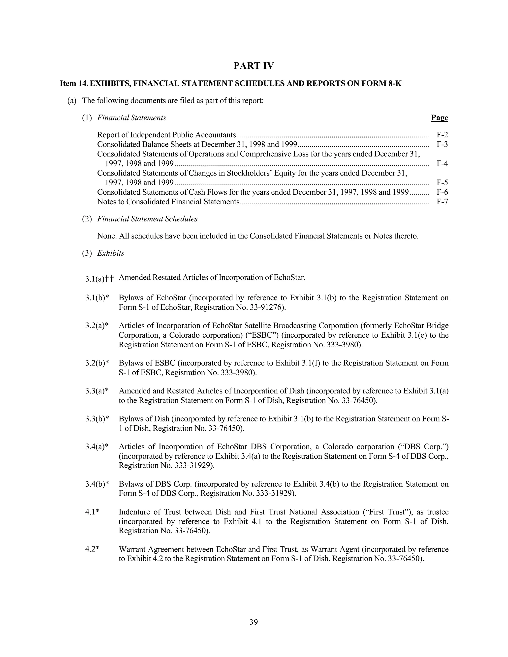 dish network annual reports 1999